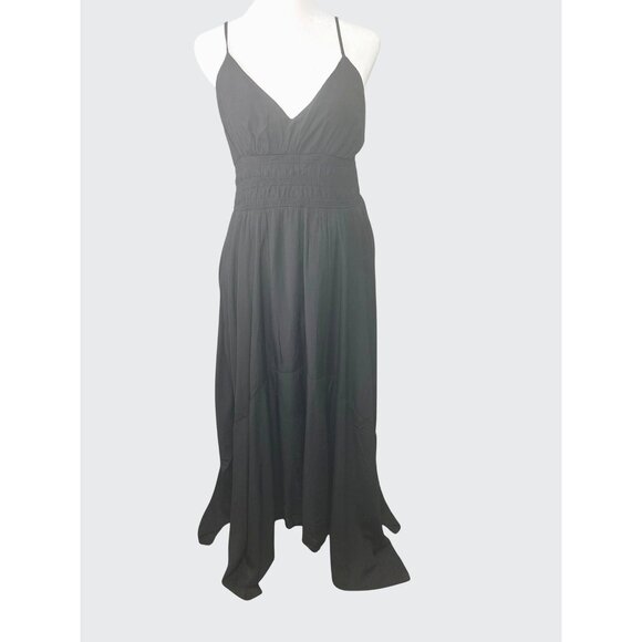 Blu Pepper Womens Black Maxi Dress Asymmetrical Hem Spaghetti Straps Large - Picture 1 of 14